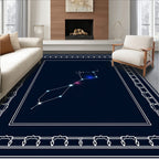 Cosmic Deep Blue Celestial Constellation Rug