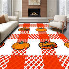 Orange Pumpkin Gingham Square Rug