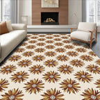 Sepia Brown Daisy Floral Repeat Rug