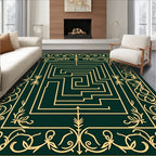 Emerald Green Golden Maze Border Rug