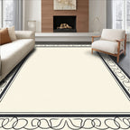 Ornate Cream And Black Border Rug