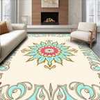 Coastal Teal Floral Starburst Rug