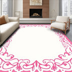 Pink Floral Bordered Art Rug