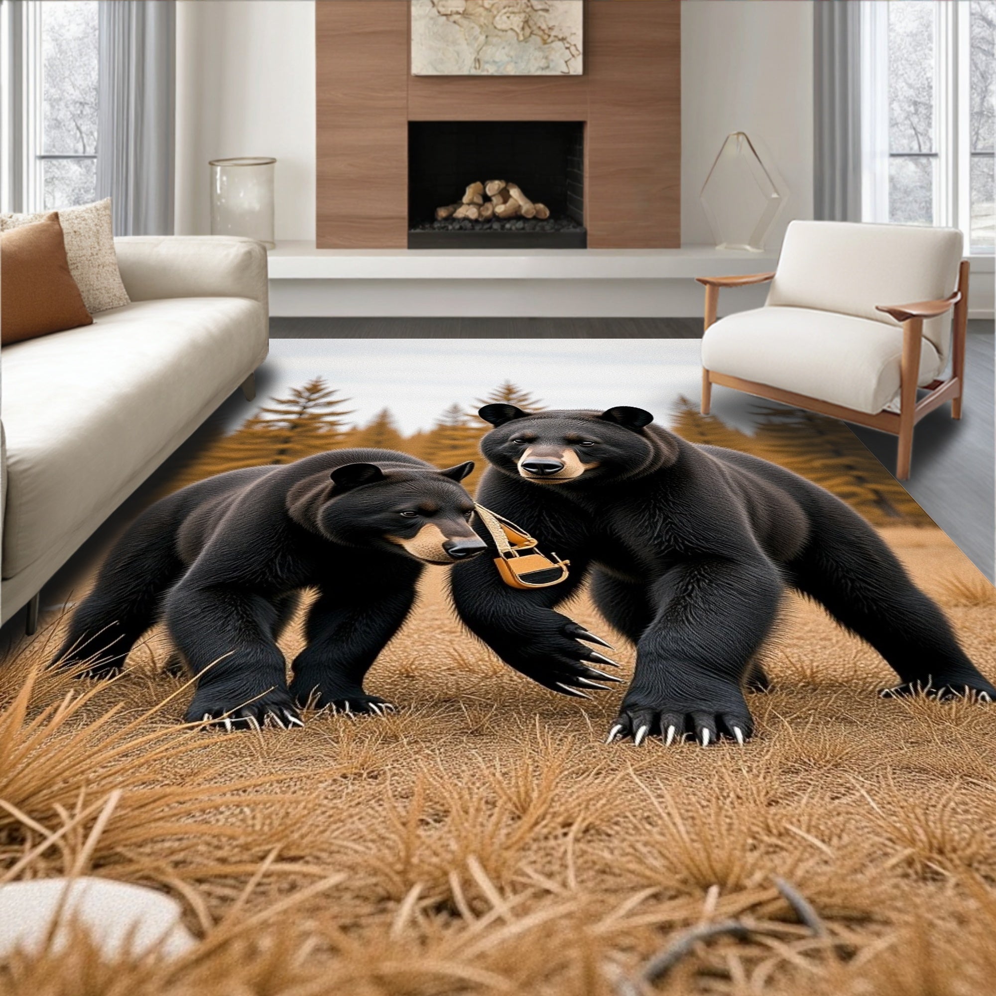 Bear Forest Scene Rug