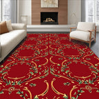 Crimson Gold Green Floral Wreath Rug