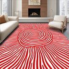 Red Swirl Sunburst Rays Rug
