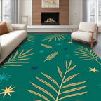 Gold Fern Teal Starburst Tropical Rug