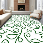 Dark Green Swirl Leaf Harmony Rug