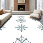 Winter Blue Snowflake Medallion Rug