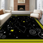 Cosmic Black And Gold Constellations Rug