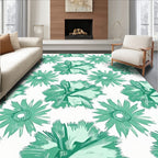 Teal Floral Burst All-Over Rug