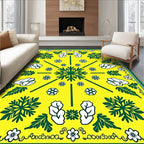 Bright Yellow Green Floral Starburst Rug
