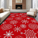 Red White Snowflake Medley Rug