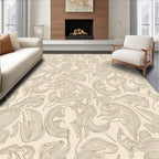 Cream Swirl Organic Line Art Rug