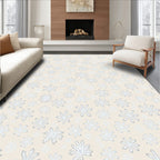 Light Cream Snowflake Scatter Print Rug