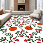 Orange Pumpkin Red Floral Vine Rug