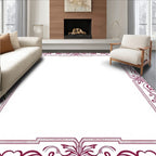 Ornate Crimson Floral Border Swirl Rug