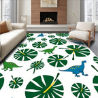 Whimsical Dinosaur Leaf Garden Rug