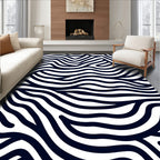 Midnight Navy Abstract Wave Rug