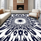 Dark Blue Sunburst Starburst Explosion Rug