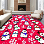 Festive Snowman Friends Snowflake Rug