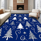 Festive Blue Pine Tree Garland Rug