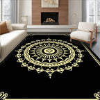 Golden Sunburst Mandala Frame Rug