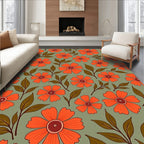 Retro Orange Blossom Foliage Rug
