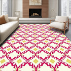 Crimson Yellow Lattice Geometric Layout Rug