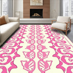Pink Vintage Scroll Border Rug