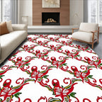 Red Crimson Abstract Floral Swirl Rug