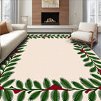 Festive Green Fir Boughs Red Bows Rug