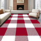 Crimson White Buffalo Checkered Rug