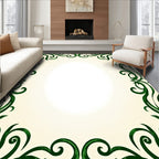 Emerald Green Swirling Vine Border Rug