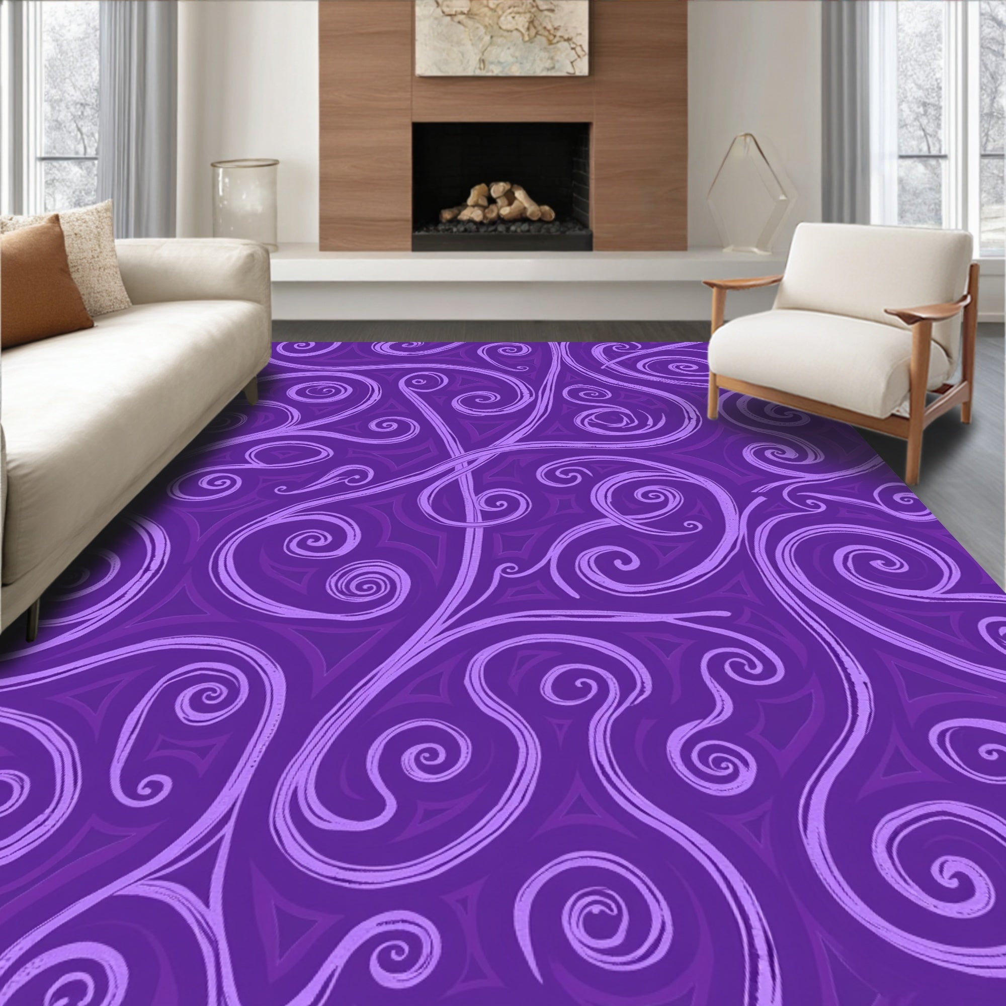Purple Swirl Vine Organic Rug