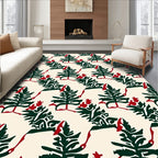 Emerald Green Red Evergreen Trees Rug