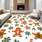 Cute Gingerbread Snowflakes Christmas Characters Rug