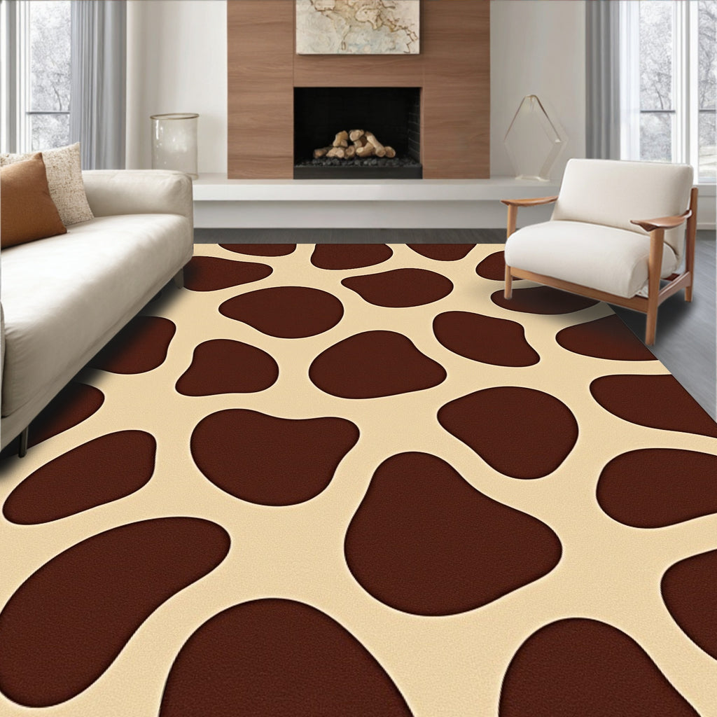 Animal Print Spots Chocolate Beige Rug