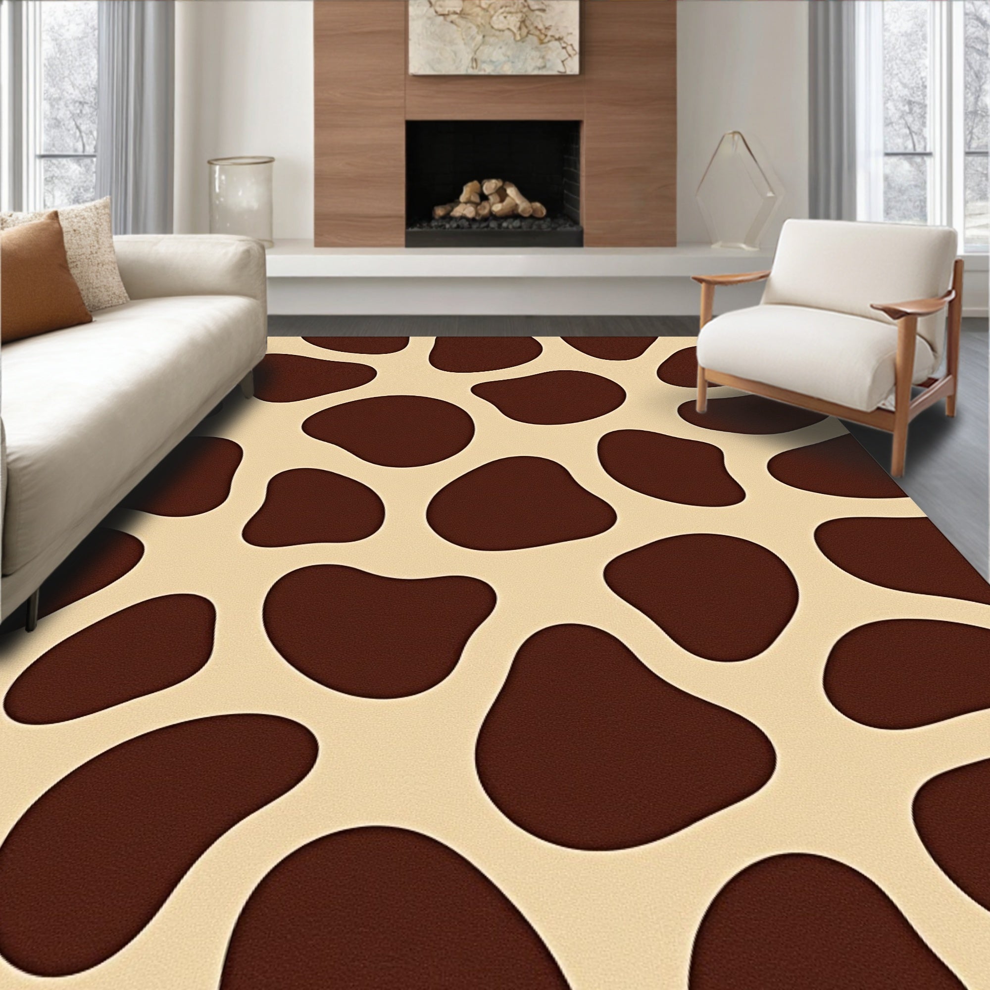 Animal Print Spots Chocolate Beige Rug