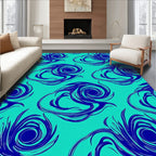 Navy Swirl Aqua Abstract Flow Rug