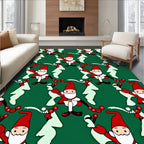 Festive Green Gnome Christmas Repeating Layout Rug