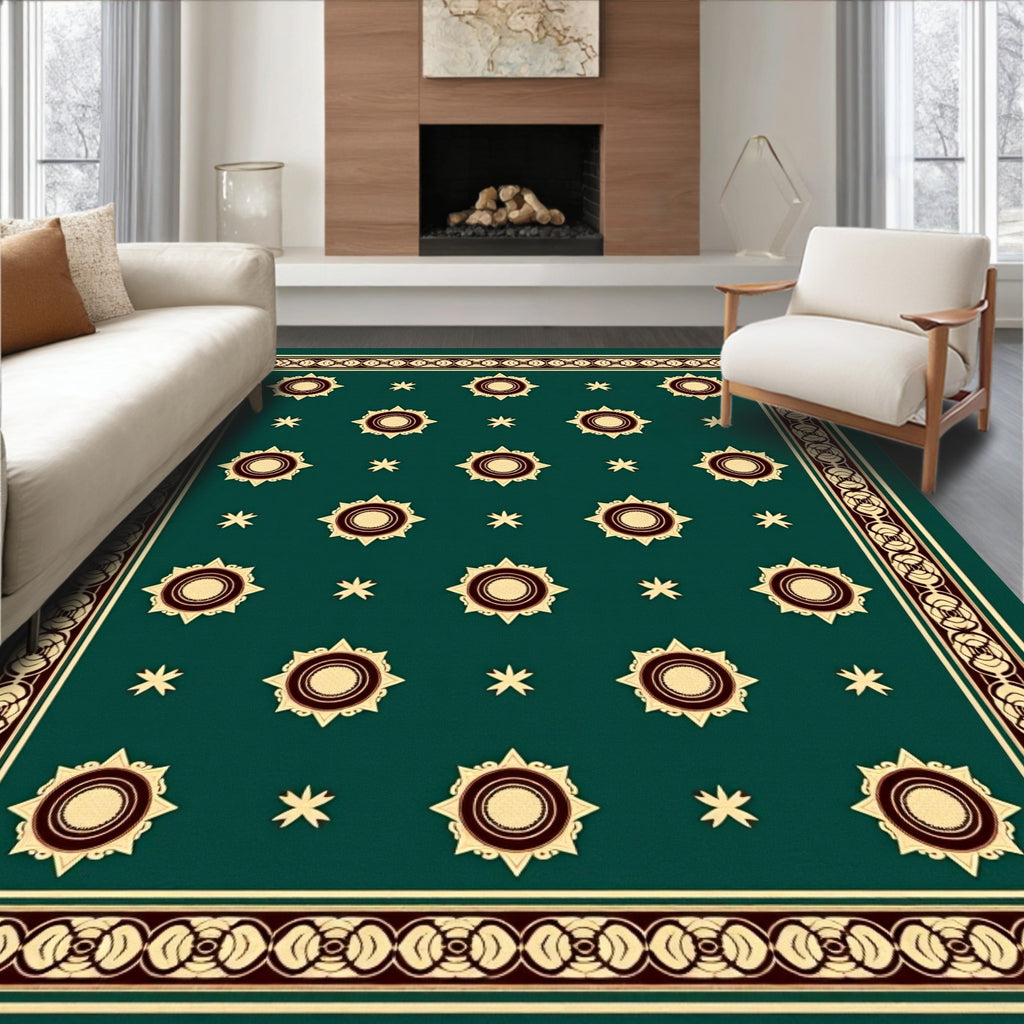 Emerald Sunburst Medallion Border Rug