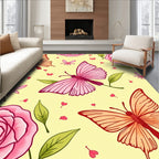 Pink Butterfly Rose Garden Rug