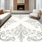 Ornate Gray Filigree Scrollwork Rug