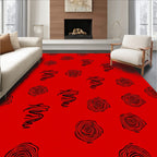 Crimson Red Swirl and Rose Rug
