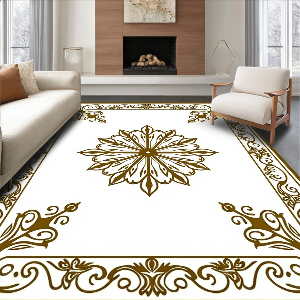 Brown Ornamental Floral Medallion Rug