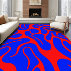 Bold Crimson Abstract Biomorphic Shapes Rug