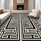 Black Cream Geometric Maze Rug
