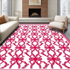 Red White Ornate Filigree Rug