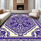Deep Indigo Floral Mandala Art Rug